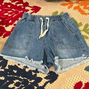 Light material Jean shorts with tie